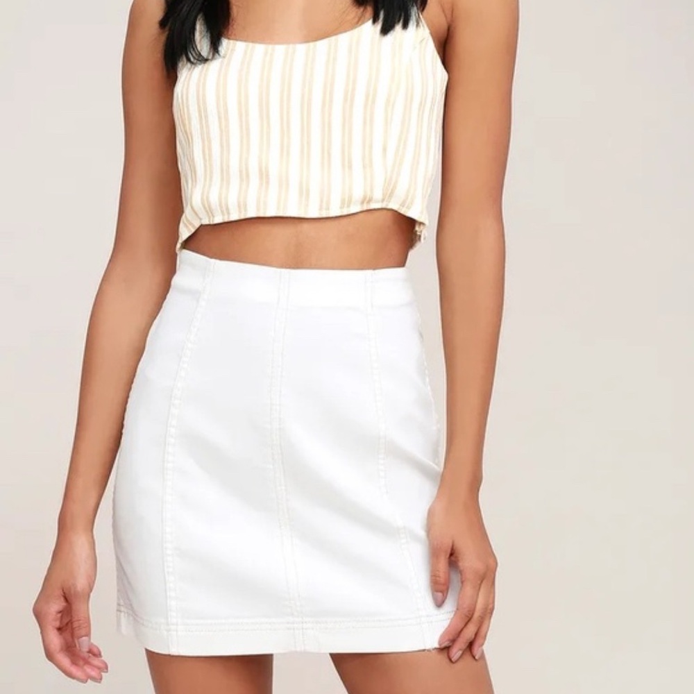 Free People Modern Femme Mini Skirt in White Sz 6